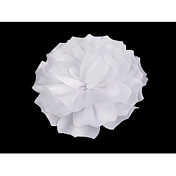 Brooch / hair ornament, satin flower ø11 cm - White (1 Piece)