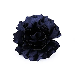 Brooch / hair ornament, satin flower ø11 cm - Blue dark (1 Piece)