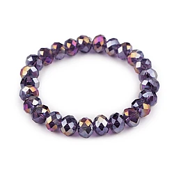 Bracelet made of glass beads with ab effect - Dark purple (1 Piece)