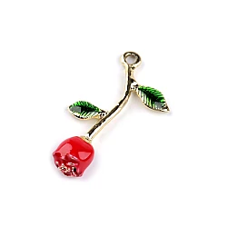 Metal charm pendant /zipper puller - rose 3d - Red (3 Pieces)