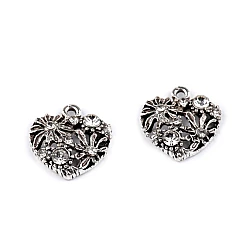 Metal charm pendant with rhinestones /zipper puller - heart, violin, crown - Platinum (2 Pieces)