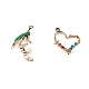 Metal charm pendant /zipper puller - heart, lily of the valley - Gold (2 Pieces)