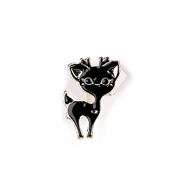 Brooch - cat, dog, doe - Black (1 Piece)