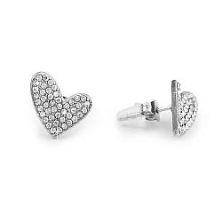 Stainless steel earrings with rhinestones, heart - Crystal (1 Pair)