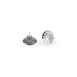 Earring studs with mesh ø16; 18; 20 mm made of stainless steel - Platinum (2 Pieces)