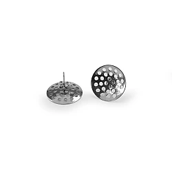 Earring studs with mesh ø16; 18; 20 mm made of stainless steel - Platinum (10 Pieces)