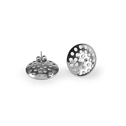 Earring studs with mesh ø16; 18; 20 mm made of stainless steel - Platinum (10 Pieces)