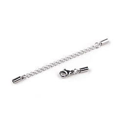 Lobster clasp carabiner with extension chain and stainless steel ends - Platinum (1 Piece)