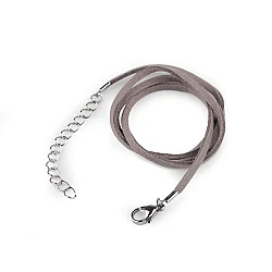 Eco-leather lanyard with stainless steel carabiner, length 46 cm - Grey (1 Piece)