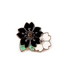 Brooch / badge flower, four-leaf clover - Black (1 Piece)
