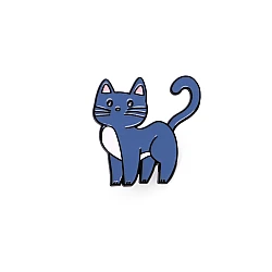 Brooch / badge, cat - Blue (1 Piece)