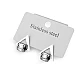 Stainless steel triangle earrings with rhinestones - Silver (1 Pair)