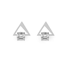 Stainless steel triangle earrings with rhinestones - Silver (1 Pair)