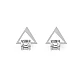 Stainless steel triangle earrings with rhinestones - Silver (1 Pair)