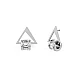 Stainless steel triangle earrings with rhinestones - Silver (1 Pair)