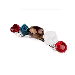 French hair clip with stones - Beige (1 Piece)