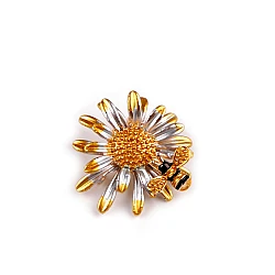 Brooch flower with honey bee, butterflies - Orange-yellow (1 Piece)