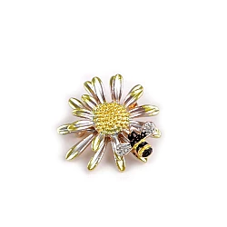 Brooch flower with honey bee, butterflies - Yellow green (1 Piece)
