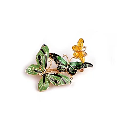 Brooch flower with honey bee, butterflies - Pastel green light (1 Piece)