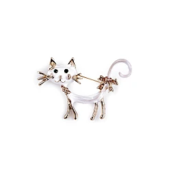 Brooch - cat - White (1 Piece)
