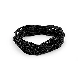 Elastic bracelets made of seed beads, set of 12 pcs - Black (1 Set)