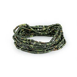 Elastic bracelets made of seed beads, set of 12 pcs - Olive green (1 Set)
