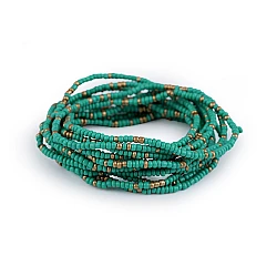 Elastic bracelets made of seed beads, set of 12 pcs - Emerald green (1 Set)