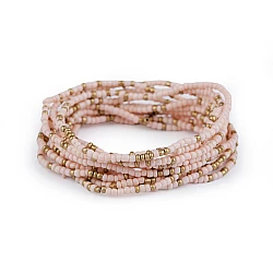 Elastic bracelets made of seed beads, set of 12 pcs - Powder-salmon (1 Set)