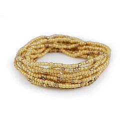 Elastic bracelets made of seed beads, set of 12 pcs - Gold lt. (1 Set)