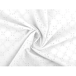 Cotton madeira with embroidered flowers - White (1 Meter)