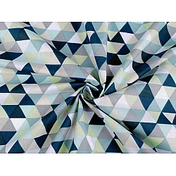 Cotton fabric / canvas - triangles - Menthol (1 Meter)