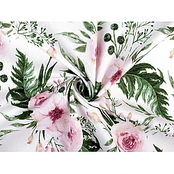 Cotton fabric / canvas - rose - White (1 Meter)