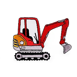 Iron on patch car, tractor, boat - Red (1 Piece)
