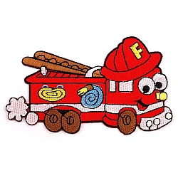 Iron on patch car, tractor, boat - Red (1 Piece)