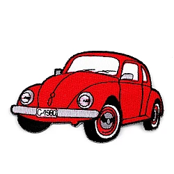 Iron on patch car, tractor, boat - Red (1 Piece)