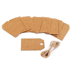 Paper tag with jute string heart, circle - Natural brown (1 Bag)