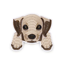 Embroidered iron-on patch dog - Brown (1 Piece)