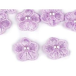 Embroidery flower with pearl bead ø2 cm - Light violet (10 Pieces)