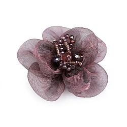 Flower with glass beads, to sew-on or glue-on  ø6-7 cm - Lila (10 Pieces)