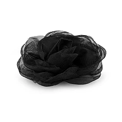 Organza rose flower to sew or glue-on ø8 cm - Black (1 Piece)