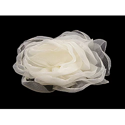 Organza rose flower to sew or glue-on ø8 cm - Creamy light (1 Piece)