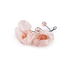 Flower on a wire with glass beads, hand-made - Powder (4 Pieces)