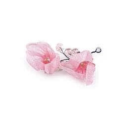 Flower on a wire with glass beads, hand-made - Light pink (1 Piece)