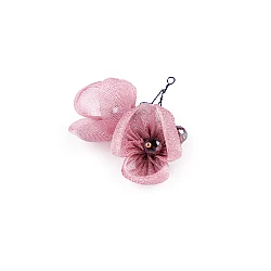Flower on a wire with glass beads, hand-made - Vintage pink (1 Piece)