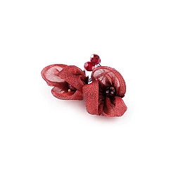 Flower on a wire with glass beads, hand-made - Red (4 Pieces)