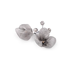 Flower on a wire with glass beads, hand-made - Lightgrey (1 Piece)