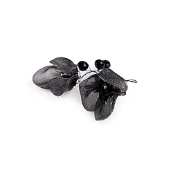 Flower on a wire with glass beads, hand-made - Anthracite (1 Piece)