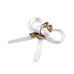 Pleated bow with a rose / boutonniere - White (10 Pieces)