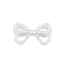 Pearl bead bow for decorating clothes and accessories - White (5 Pieces)