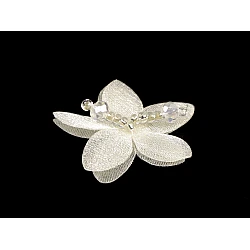 Flower with beads to sew or glue-on ø4 cm - Creamy light (10 Pieces)